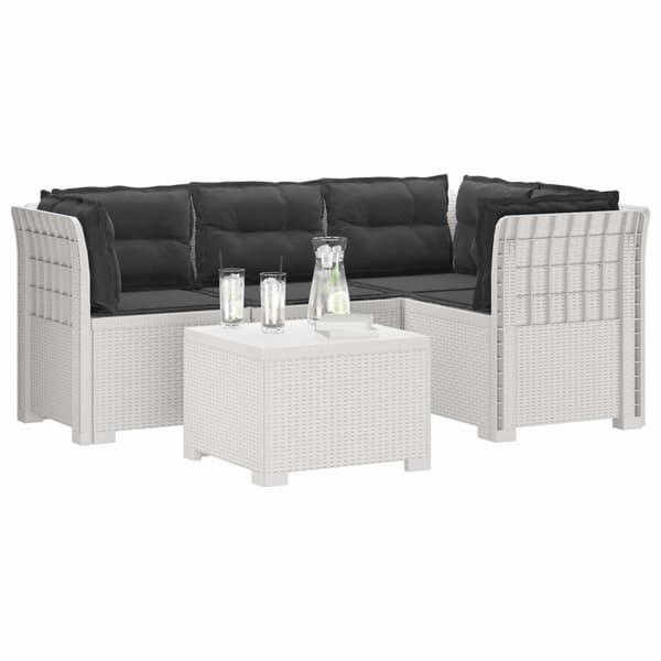 4-sits Trädgårdsoffa med Kuddar Rattan Look PP Vit