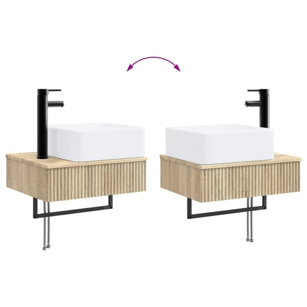 Badrumsmöbelset 6 pcs Sonoma-ek Konstruerat trä och glas