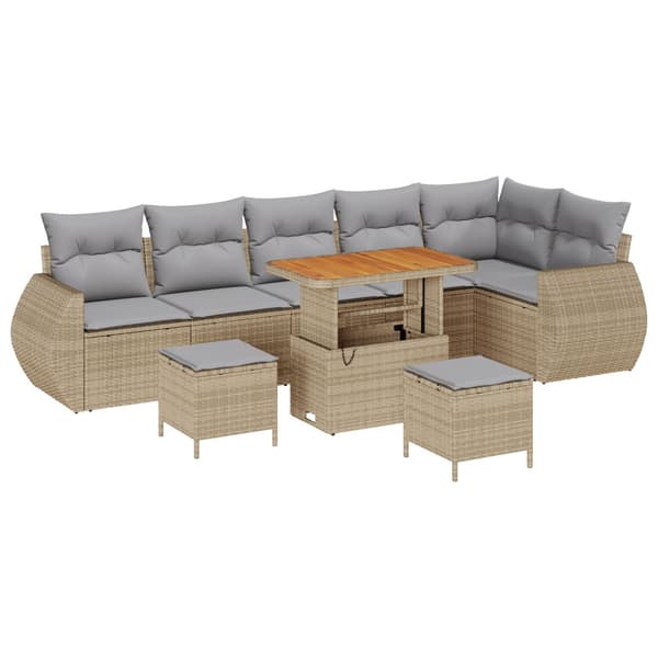 Trädgårdsoffset 9 pcs Beige konstrotting