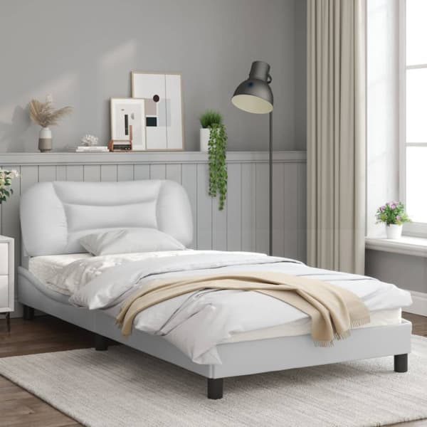 Bed Frame with LED without Mattress "Hvar" White 100x200 cm