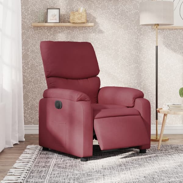 Elektrisk reclinerfåtölj vinröd tyg