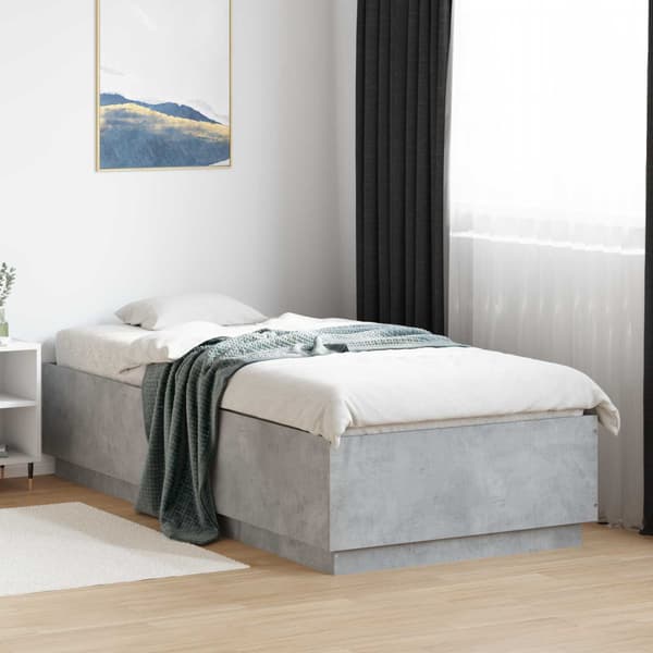 Sängram Betonggrå 80 x 200 cm Konstruerat trä