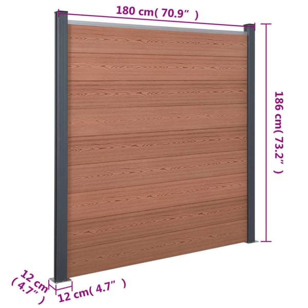 Staketpanel brun 180x186 cm WPC