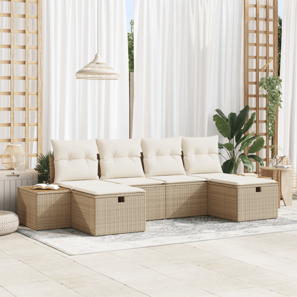 Trädgårdsoffset 6 st Beige konstrotting