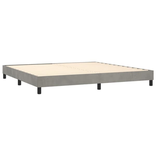 Ramsäng med madrass ljusgrå 200x200 cm sammet