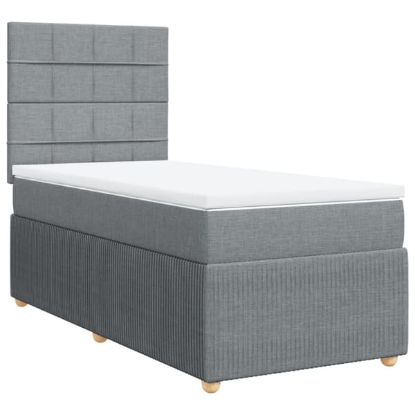 Ramsäng med madrass ljusgrå 100x200 cm tyg