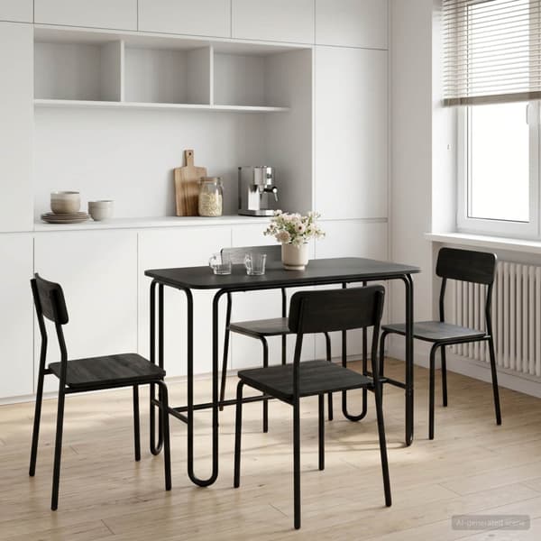 Matbord 100 x 50 x 75 cm Konstruerat trä Svart Rektangulär
