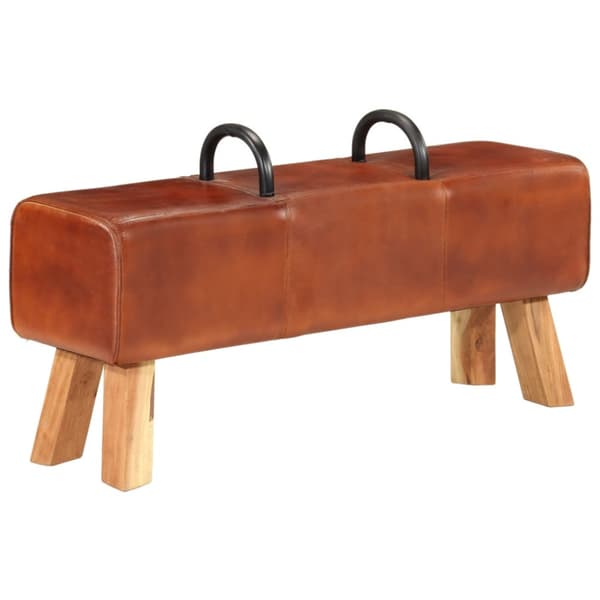 Gymbänk brun 110 cm äkta Läder