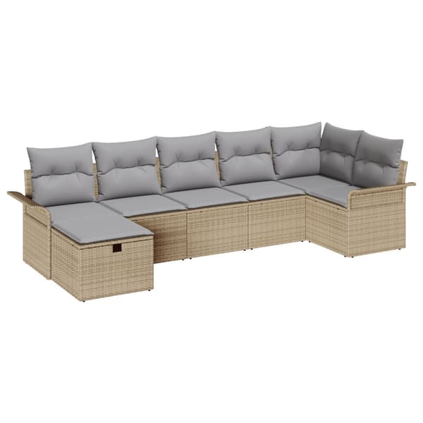Trädgårdsoffset 7 st Beige och Ljusgrå konstrotting