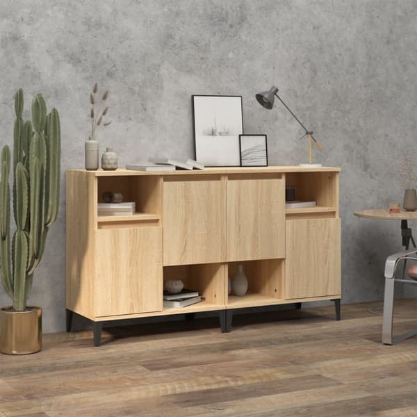 Skänk 2 st sonoma ek 60x35x70 cm konstruerat trä