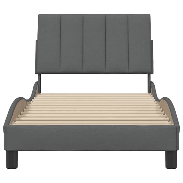 Bed Frame without Mattress "Hanko" Dark Grey 80x200 cm Fabric