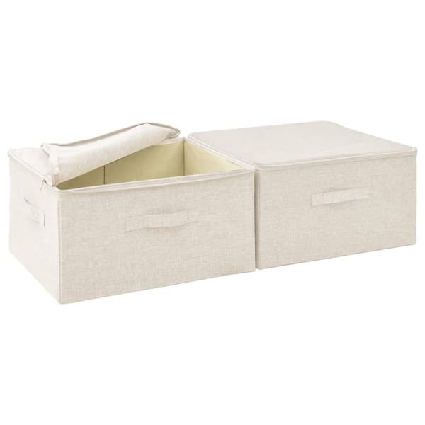 Förvaringslåda 2 st tyg 43x34x23 cm gräddvit