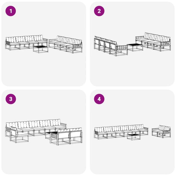 Utomhussoffset med kudde 9 pcs Naturlig och Grädde