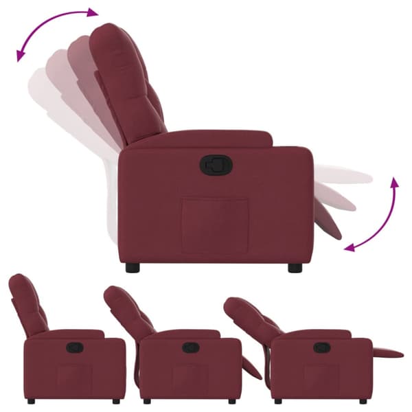 Reclinerfåtölj vinröd tyg