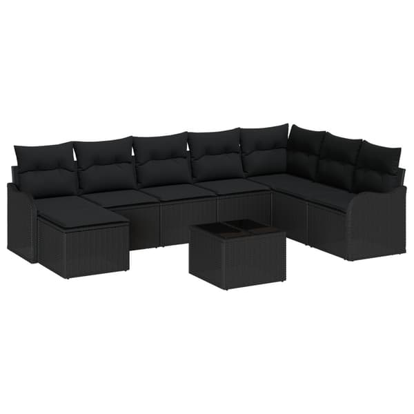 Trädgårdsoffset 9 pcs Svart konstrotting