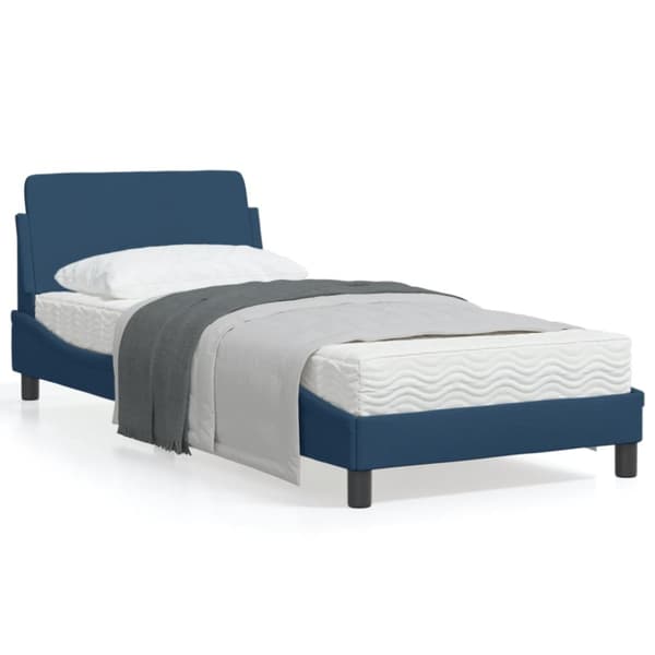 Bed Frame with Headboard "Dover" Blue 90x190 cm Fabric