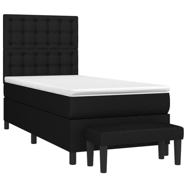 Ramsäng med madrass svart 90x190 cm tyg