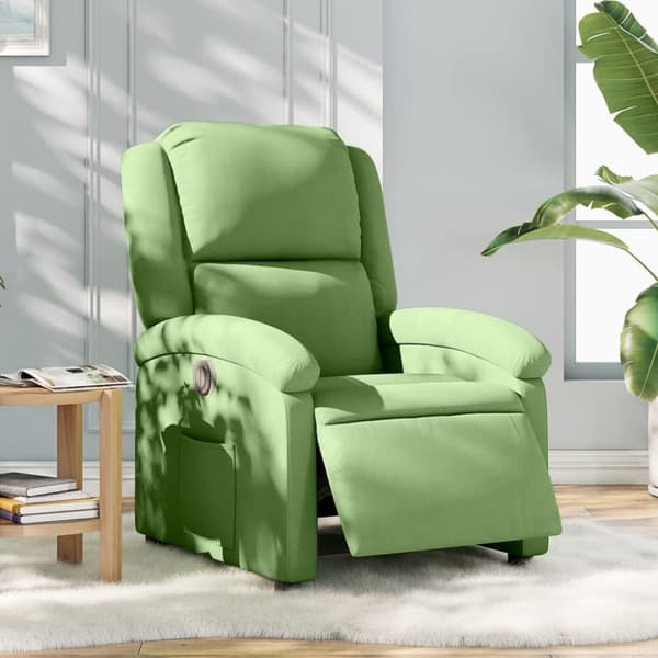 Elektrisk reclinerfåtölj ljusgrön sammet