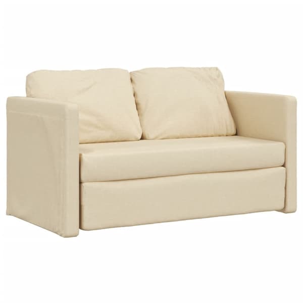 Golvbäddsoffa 2-i-1 gräddvit 112x174x55 cm tyg