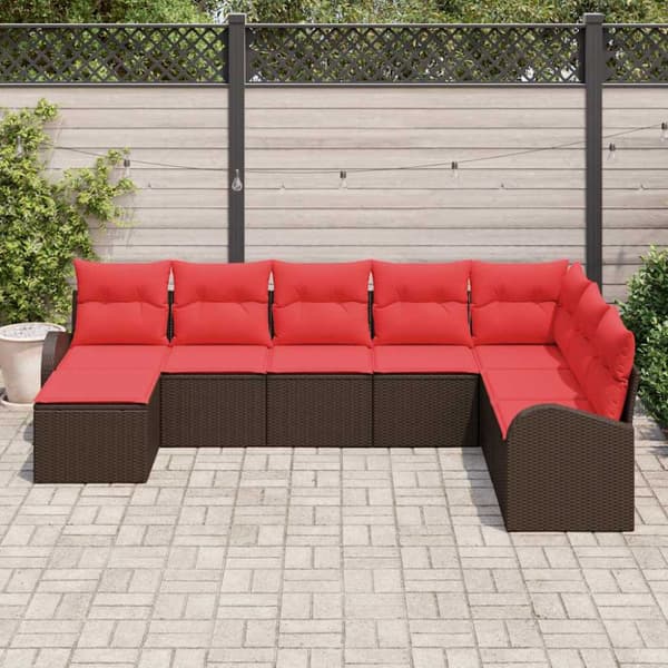 Trädgårdsoffset 8 pcs Brun Poly rattan