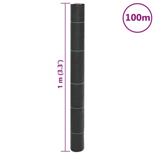 Ogräsmatta svart 1x100 m PP