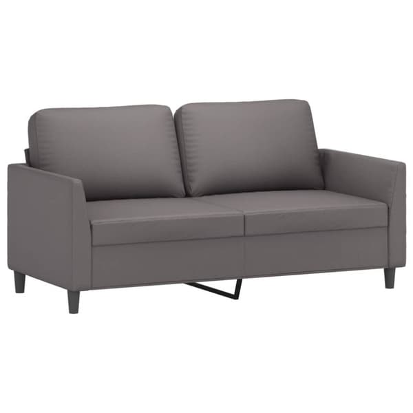 Soffgrupp med dynor 3 delar grå konstläder