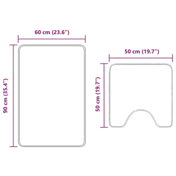 Antisklid badmatta set 2 pcs Mörkgrå PP
