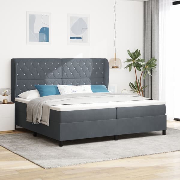 Bäddfjäder med madrass Mörkgrå 200 x 200 cm Sammet