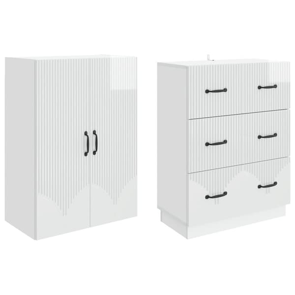 Skåpset 2 pcs Vit högglans 66 x 34,5 x 87 cm Konstruerat trä