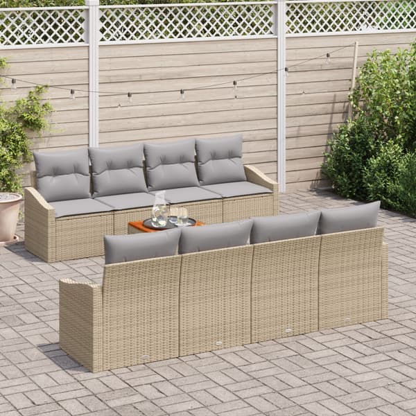 Trädgårdsoffset 9 pcs Beige och Ljusgrå konstrotting