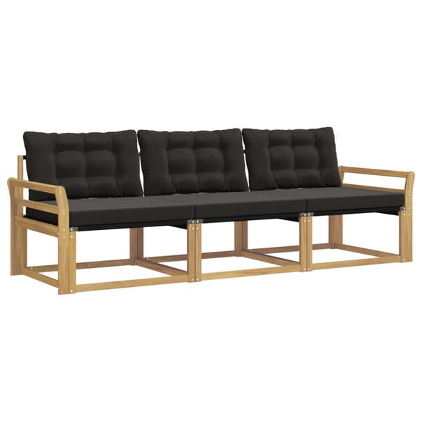 Utomhussoffset med kudde 3 pcs Vit och svart
