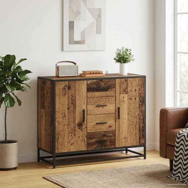 Sideboard Gammalt trä 92 x 35 x 76 cm Konstruerat trä