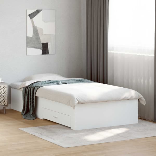 Sängram med förvaring Vit 80 x 200 cm Konstruerat trä