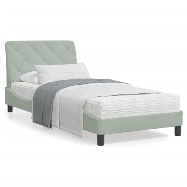 Bed Frame with LED without Mattress Light Grey 90x200 cm Velvet
