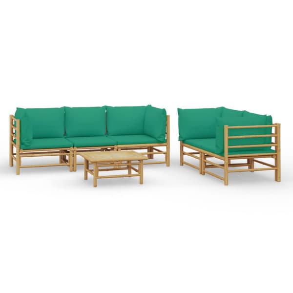 Loungegrupp 6 delar gröna dynor bambu