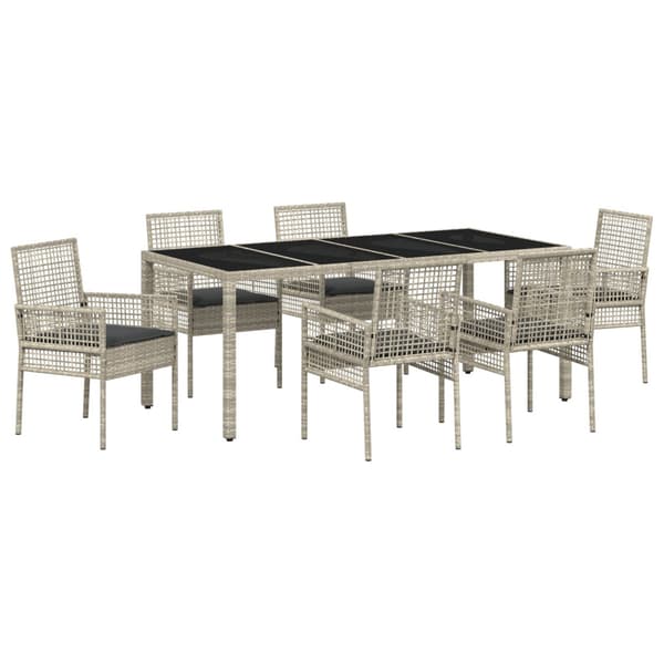Trädgårdsmöbelset 7 pcs Ljusgrå konstrotting