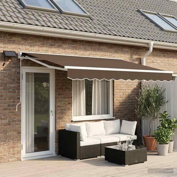 Manuell markisram med LED-lampor Taupe 4 × 3,5 m