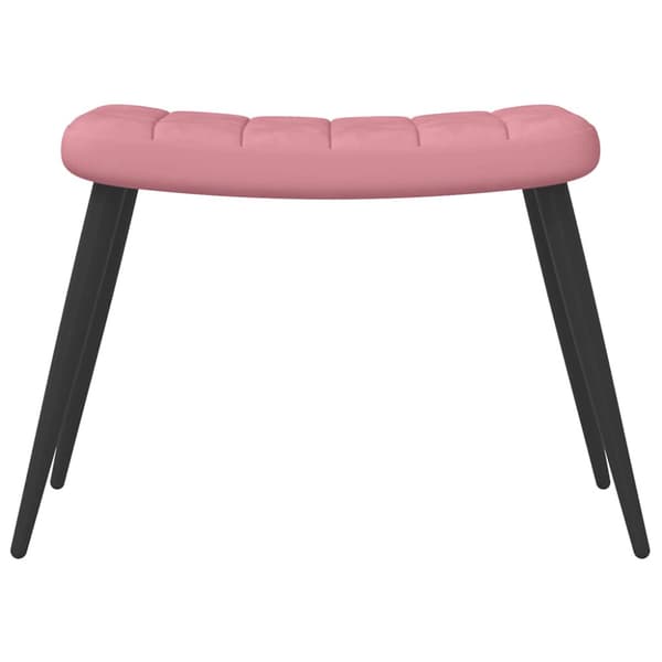 Vilstol med fotpall rosa sammet