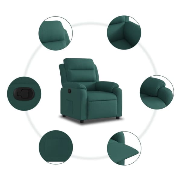 Reclinerfåtölj mörkgrön tyg
