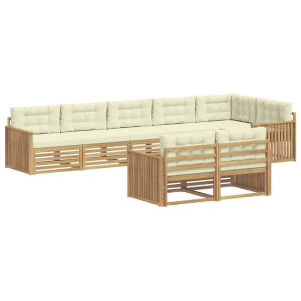 Utomhussoffset 8 pcs Vit och grädde 406 x 168,5 x 73 cm