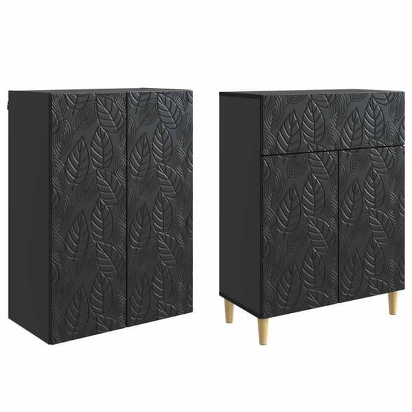 Skåpset 2 pcs Svart Konstruerat trä