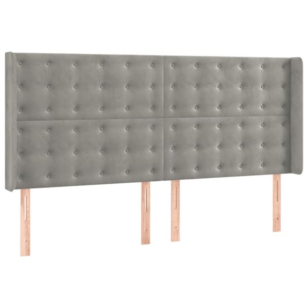 Ramsäng med madrass ljusgrå 180x200 cm sammet