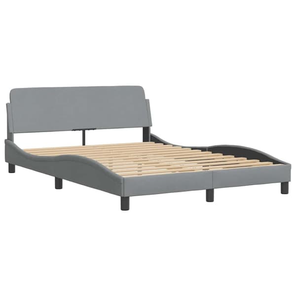 Bed Frame with LED without Mattress Light Grey 140x190 cm Fabric