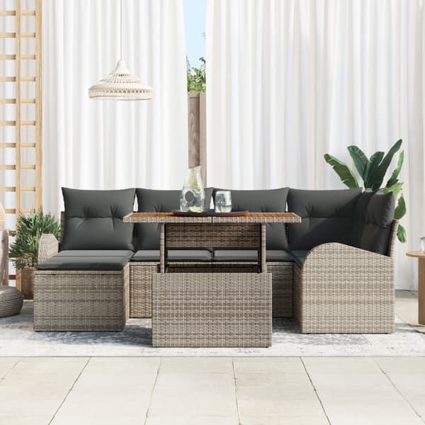 Trädgårdsoffset med lagring 7 pcs Grå Poly rattan