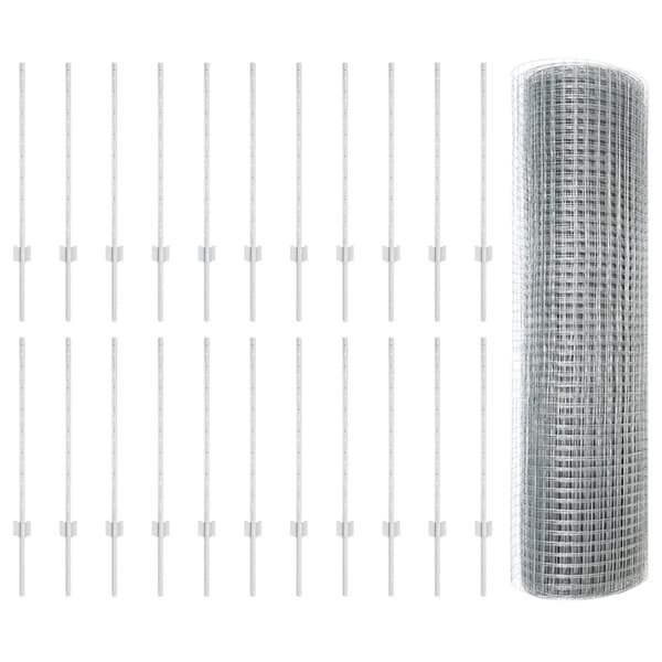 Stängsel med stolpe Silver 0,8 x 50 m Stål