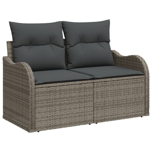 Trädgårdsoffset med lagring 8 pcs Grå Poly rattan