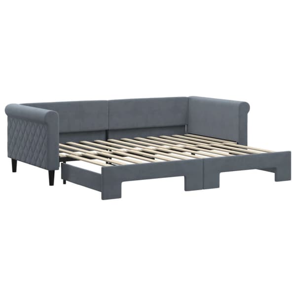Dagbädd utdragbar mörkgrå 90x200 cm sammet