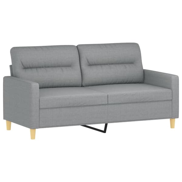2-sits soffa med prydnadskuddar ljusgrå 140 cm tyg