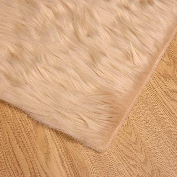 Fuskfäll matta TAFALLA Beige 160 x 160 cm Polyester
