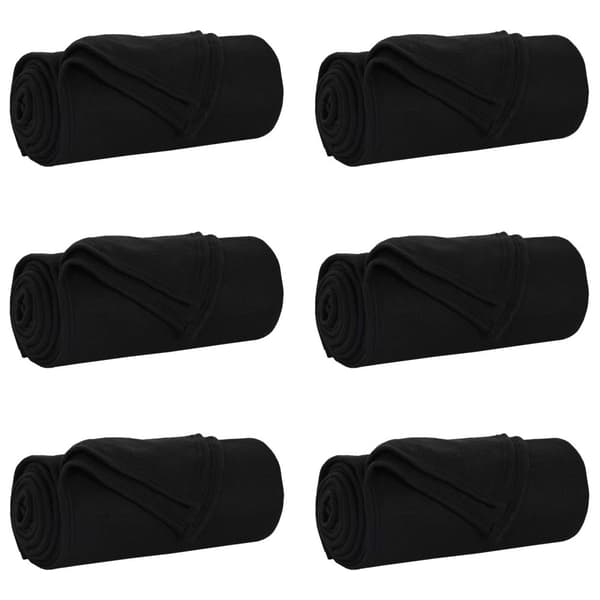 Filtar 6 pcs Svart 170 x 130 cm Fleece